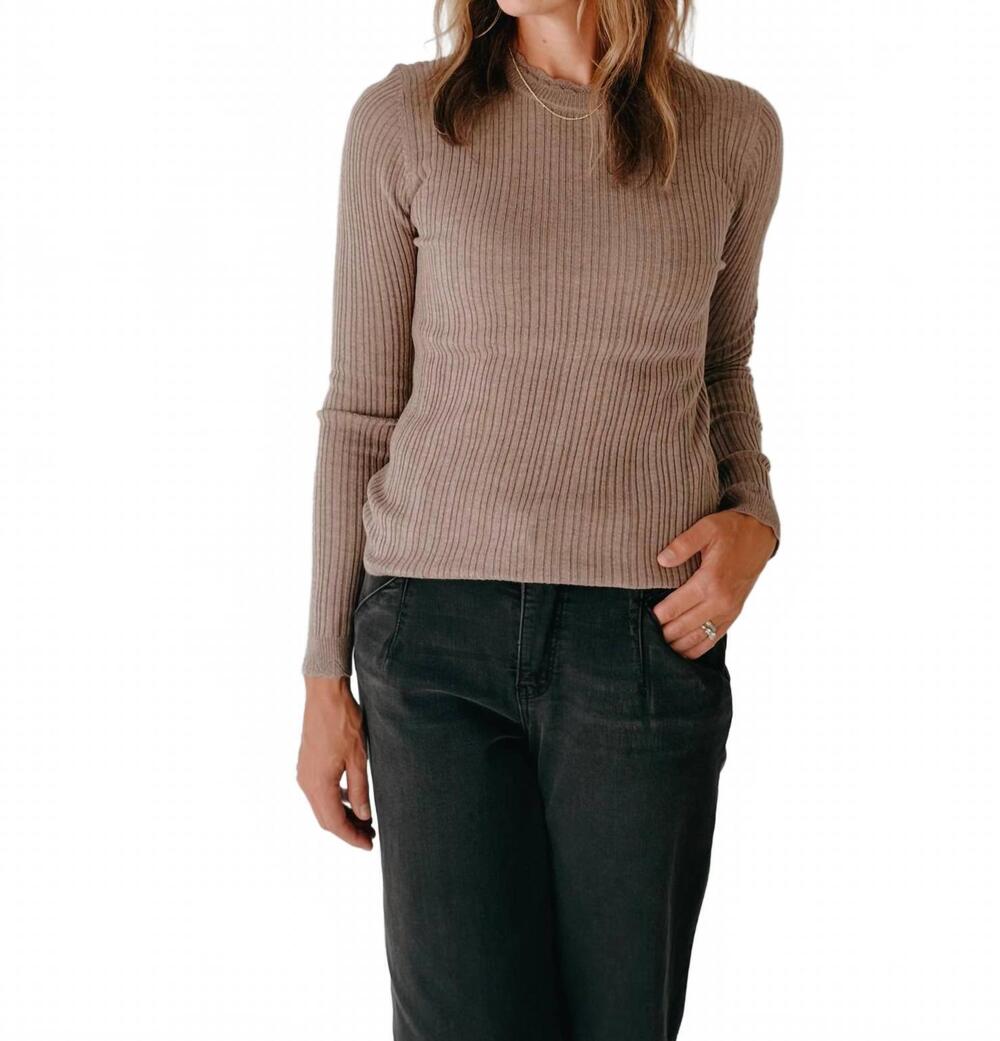 NEW BE COOL the scalloped theory sweater in mocha - Picture 1 of 3